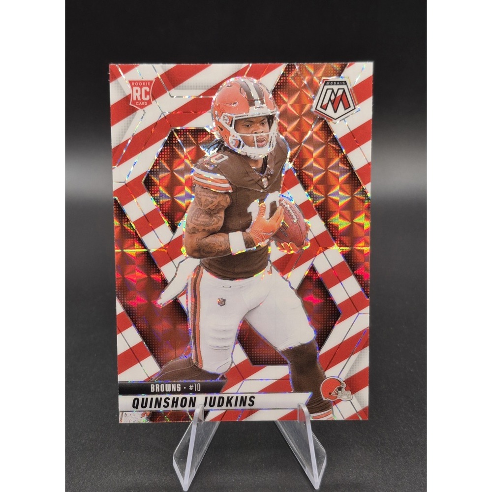 2025 Panini Mosaic Quinshon Judkins #365 Red & White Stripes (RC) Browns SP